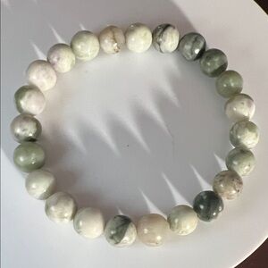 Natural Green and White tree agate Beaded Bracelet